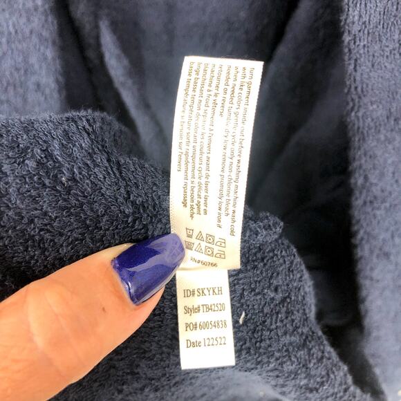 TOMMY BAHAMA Men's Cotton Terry Bath Robe Small Medium Navy Blue Logo Plush NWT - Picture 10 of 10